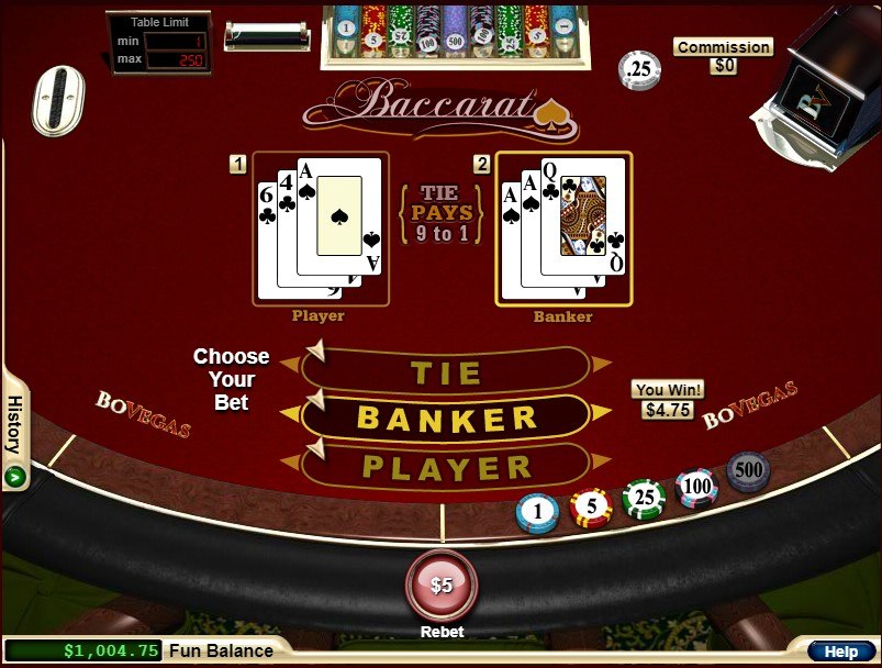 Baccarat by RTG at BoVegas Casino